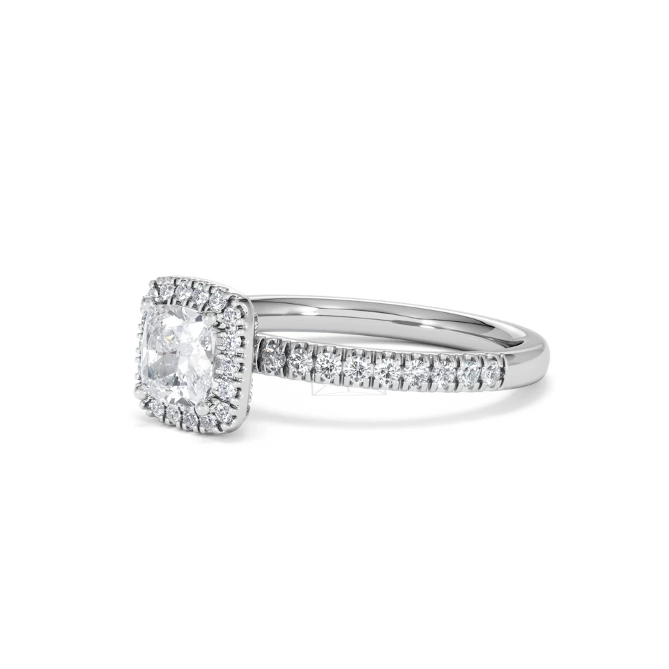 Beatrice GIA Diamond Halo Engagement Ring in Platinum 1.25ct G/VS2
