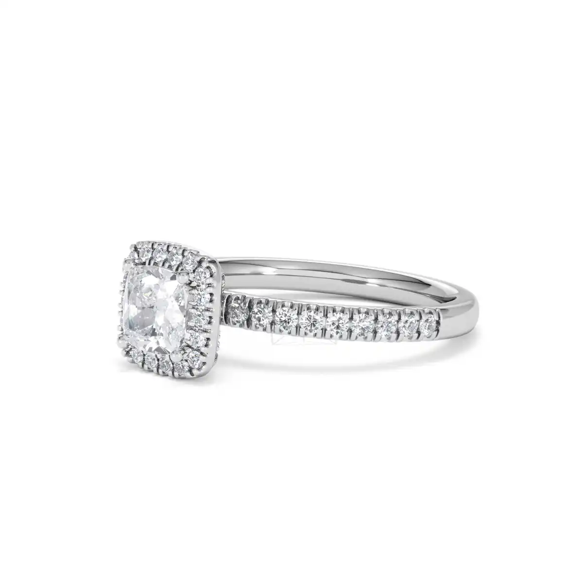 Beatrice GIA Diamond Halo Engagement Ring 18K White Gold 1.25ct G/SI2