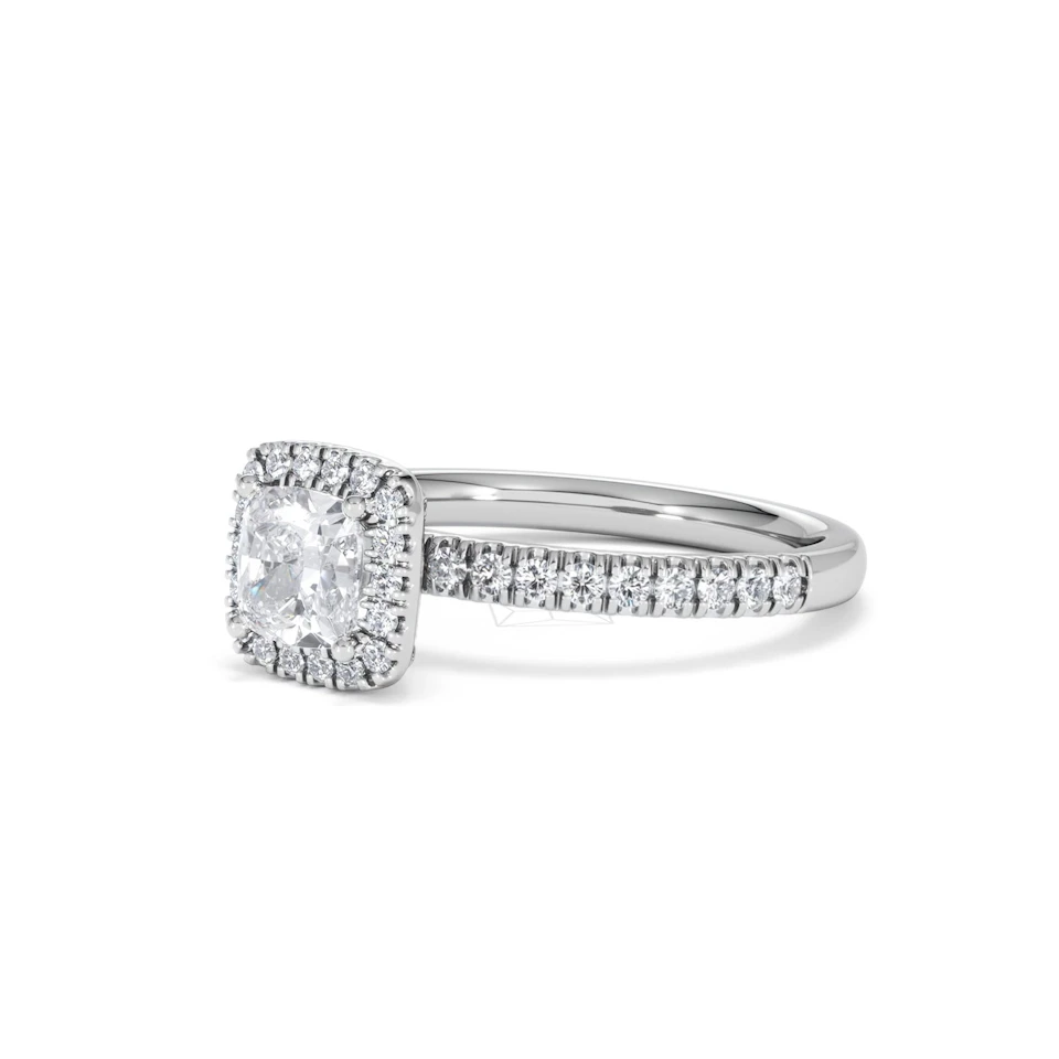 Beatrice GIA Diamond Halo Engagement Ring 18K White Gold 1.25ct G/SI2
