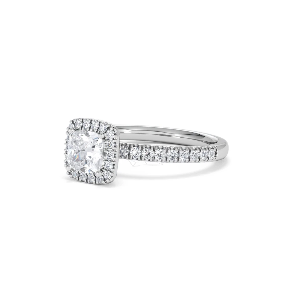 Beatrice GIA Diamond Halo Engagement Ring in Platinum 1.25ct G/SI2