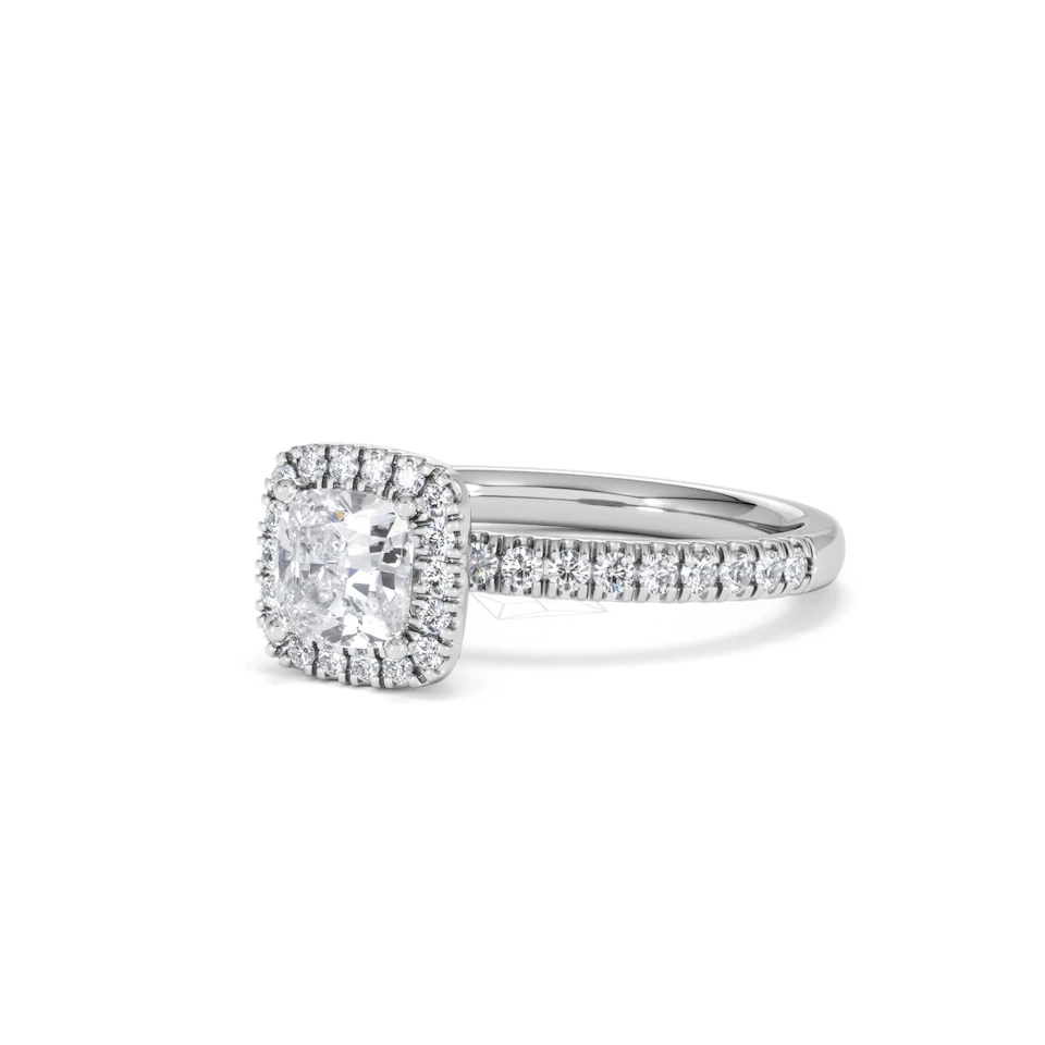 Beatrice GIA Diamond Halo Engagement Ring in Platinum 1.25ct G/VS2