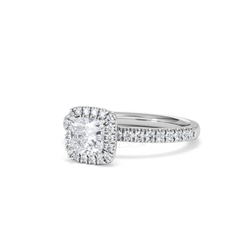 Beatrice GIA Diamond Halo Engagement Ring in Platinum 1.25ct G/SI2