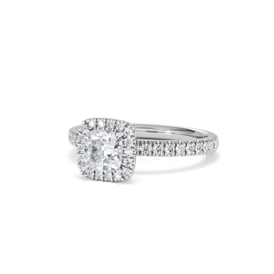 Beatrice GIA Diamond Halo Engagement Ring 18K White Gold 1.25ct G/SI2