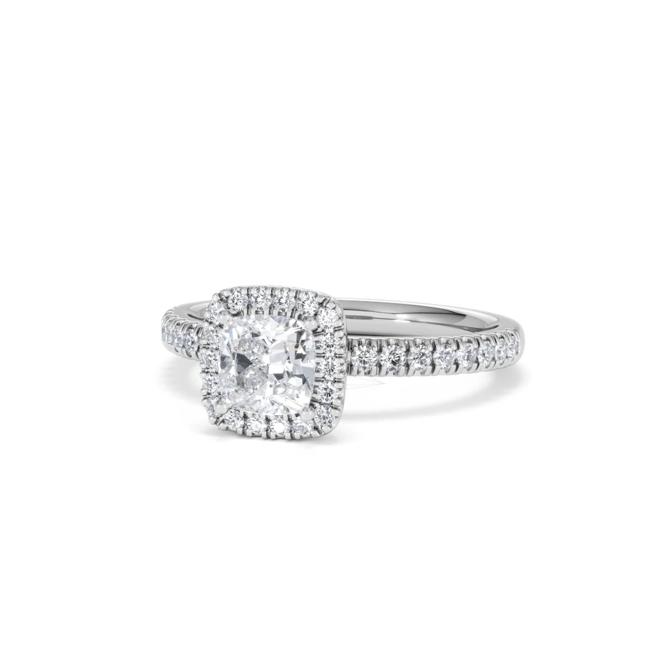 Beatrice GIA Diamond Halo Engagement Ring in Platinum 1.25ct G/SI2