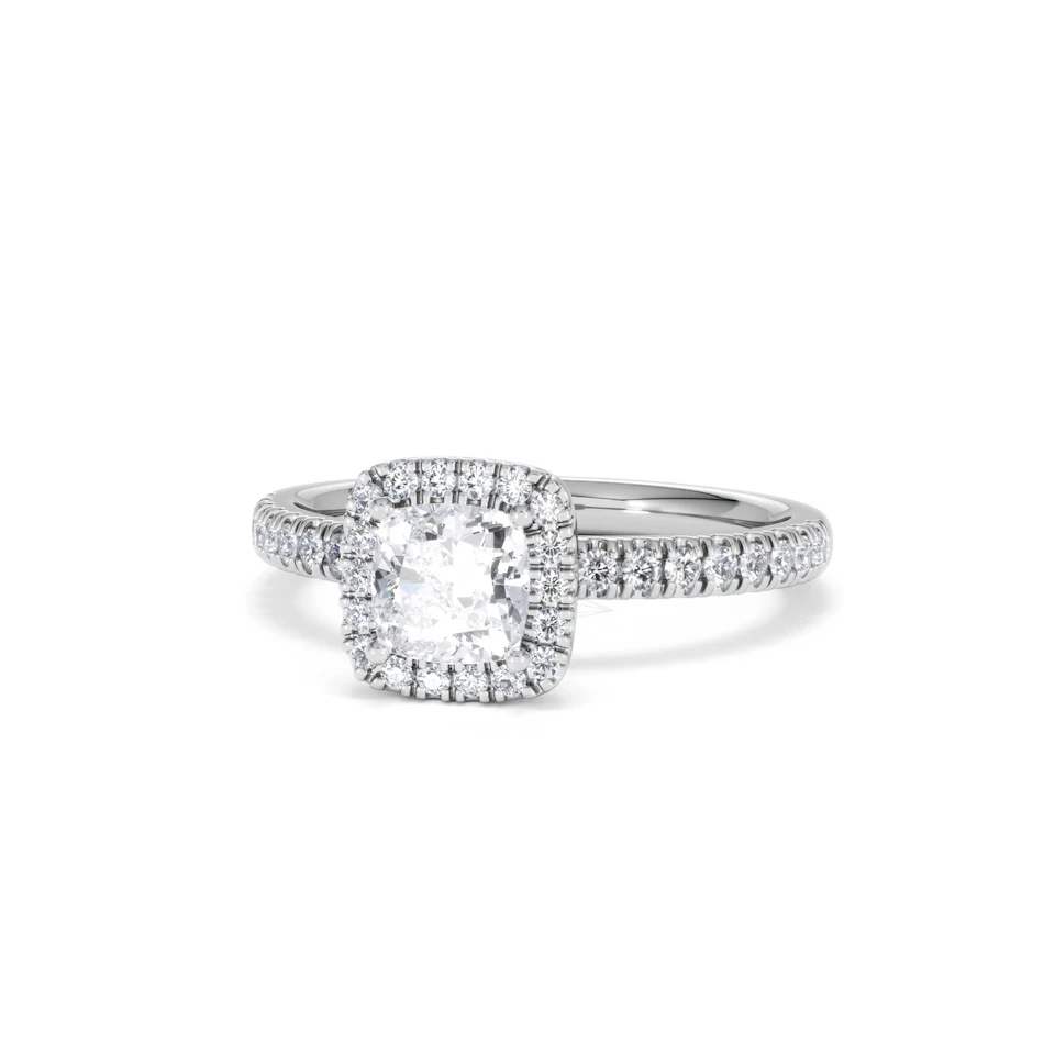 Beatrice GIA Diamond Halo Engagement Ring in Platinum 1.25ct G/SI2