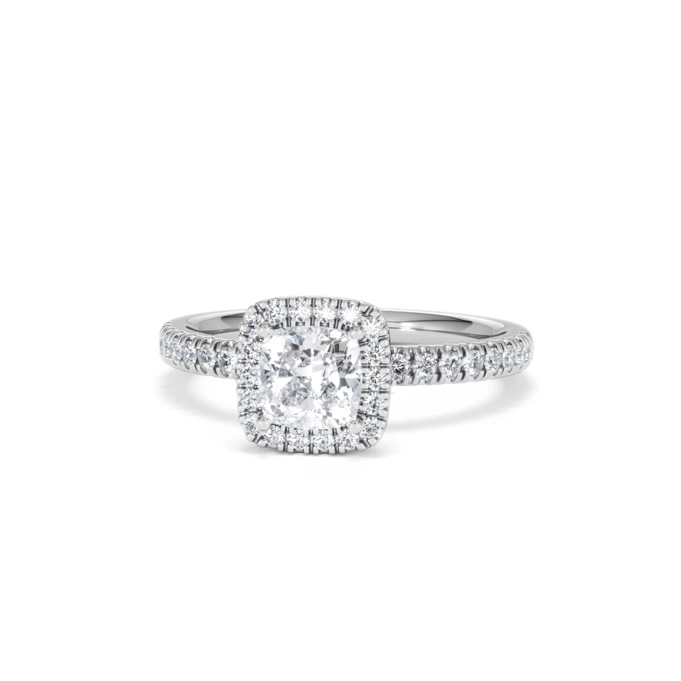 Beatrice GIA Diamond Halo Engagement Ring in Platinum 1.25ct G/VS2