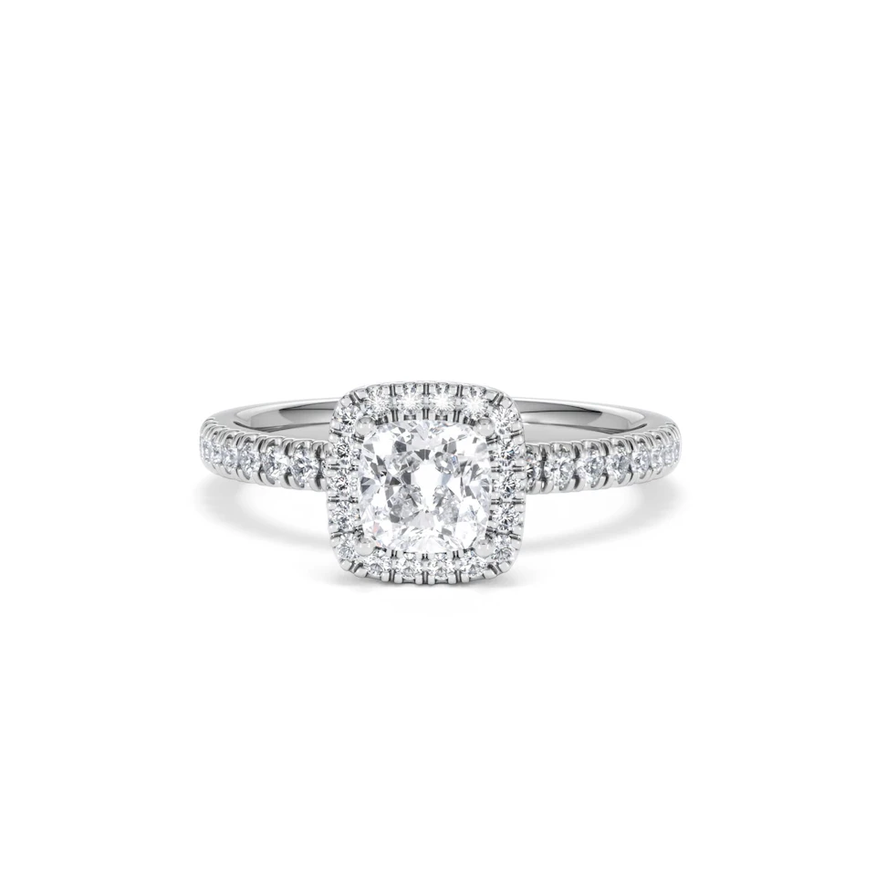 Beatrice GIA Diamond Halo Engagement Ring in Platinum 1.25ct G/VS2