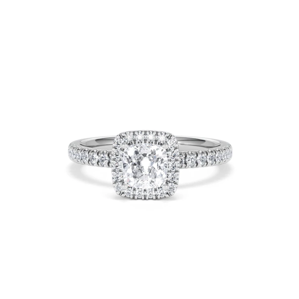 Beatrice GIA Diamond Halo Engagement Ring in Platinum 1.25ct G/SI2