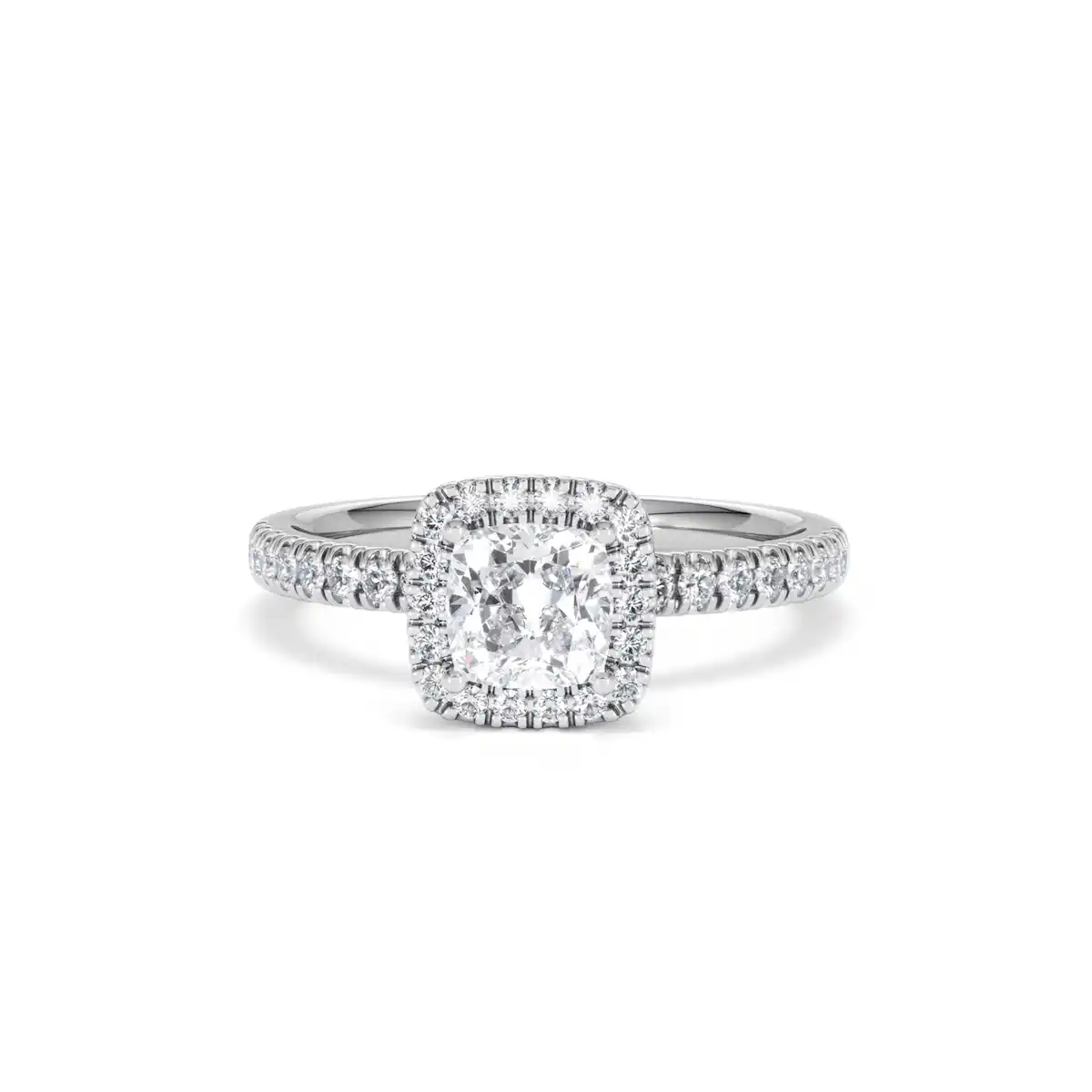 Beatrice GIA Diamond Halo Engagement Ring 18K White Gold 1.25ct G/SI2