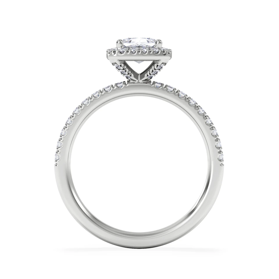 Beatrice GIA Diamond Halo Engagement Ring 18K White Gold 1.25ct G/SI2
