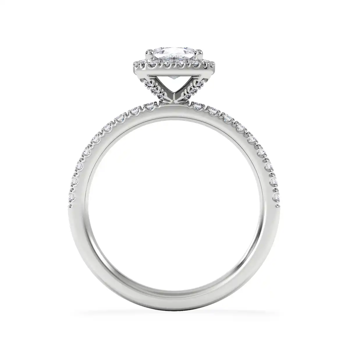 Beatrice GIA Diamond Halo Engagement Ring 18K White Gold 1.25ct G/SI2