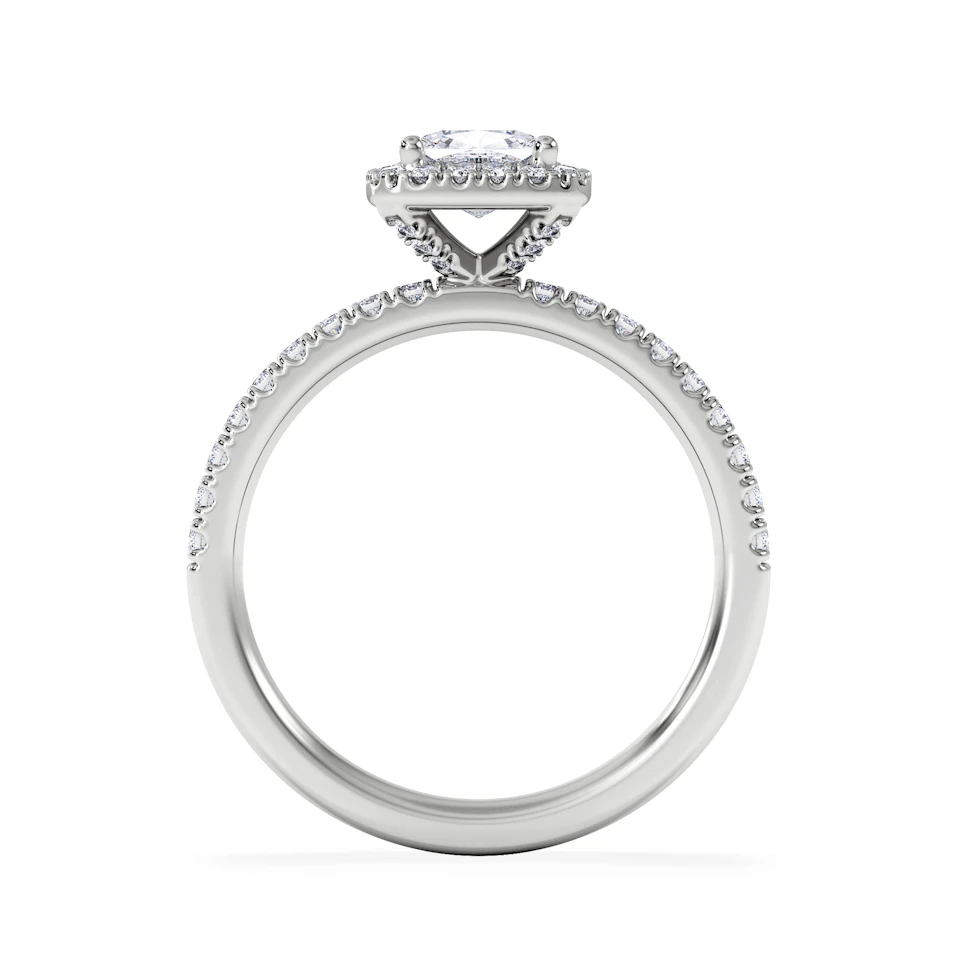 Beatrice GIA Diamond Halo Engagement Ring in Platinum 1.25ct G/VS2