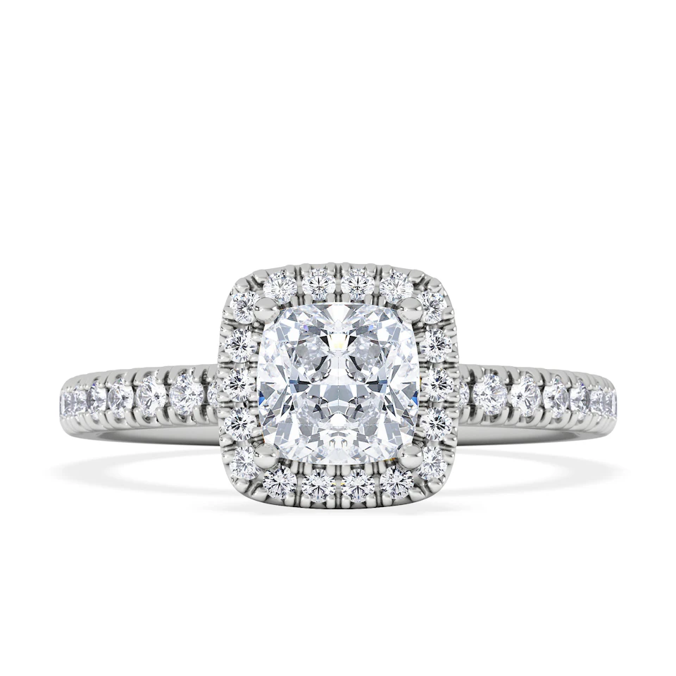 Beatrice GIA Diamond Halo Engagement Ring in Platinum 1.25ct G/SI2
