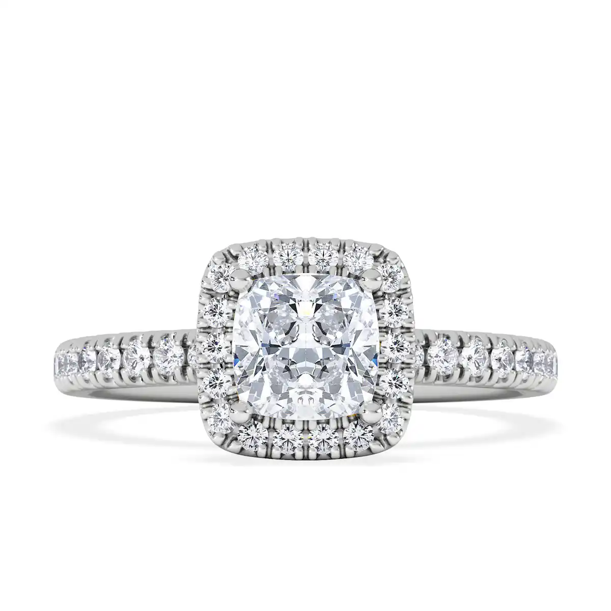 Beatrice GIA Diamond Halo Engagement Ring 18K White Gold 1.25ct G/SI2