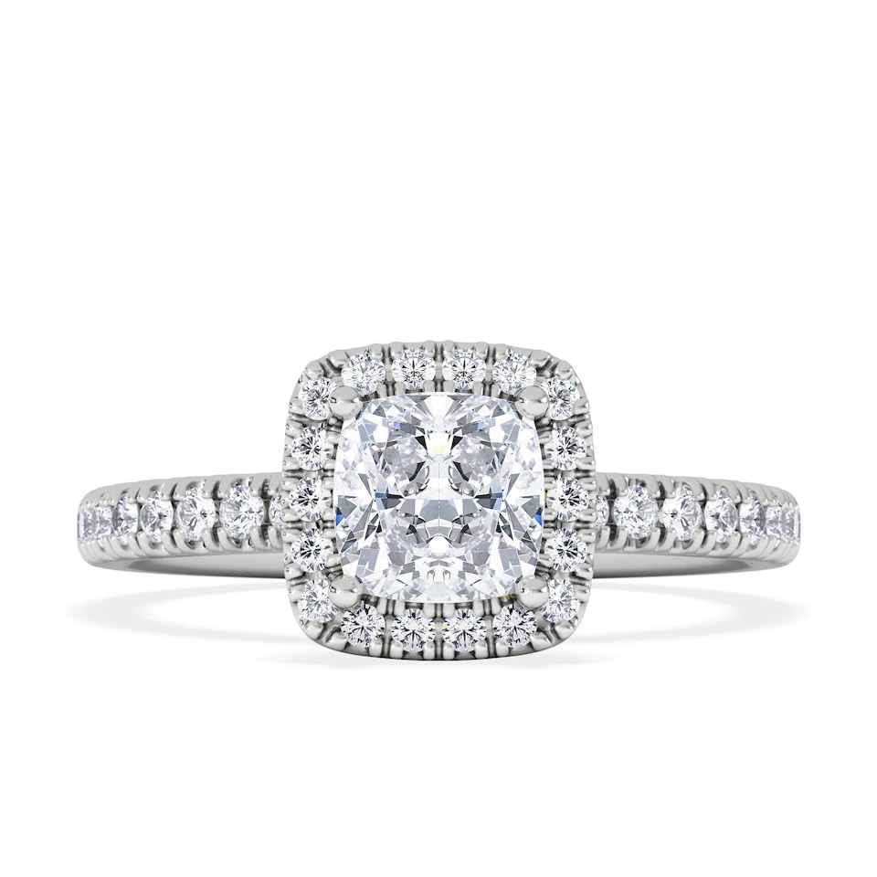 Beatrice GIA Diamond Halo Engagement Ring in Platinum 1.25ct G/VS2