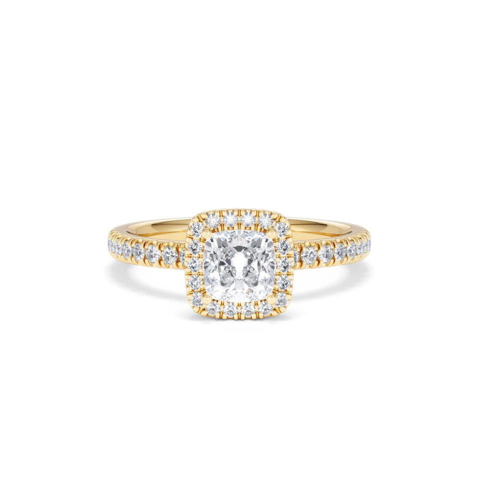 Beatrice GIA Diamond Halo Engagement Ring in 18K Gold 1.25ct G/SI2