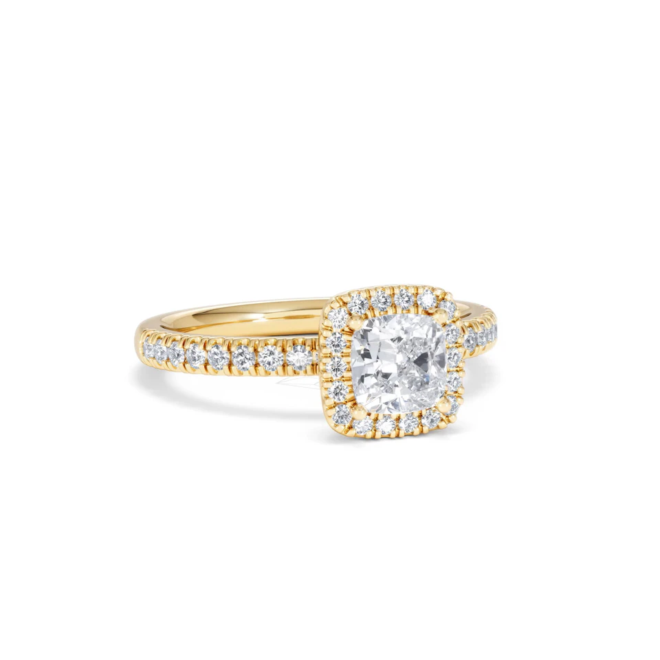 Beatrice GIA Diamond Halo Engagement Ring in 18K Gold 1.25ct G/SI2