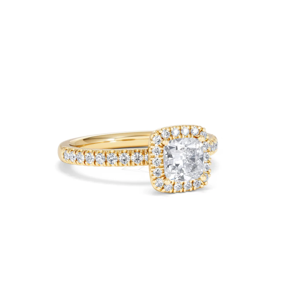 Beatrice GIA Diamond Halo Engagement Ring in 18K Gold 1.25ct G/SI2