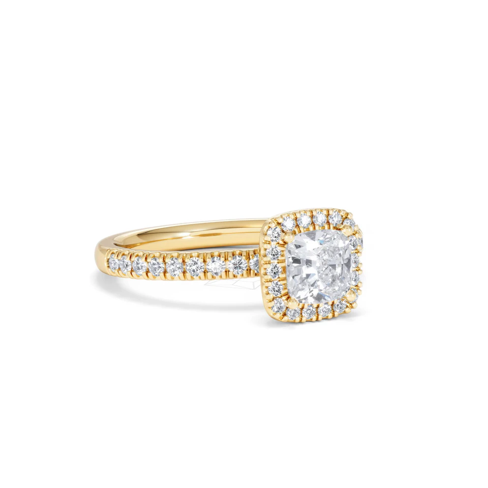 Beatrice GIA Diamond Halo Engagement Ring in 18K Gold 1.25ct G/SI2