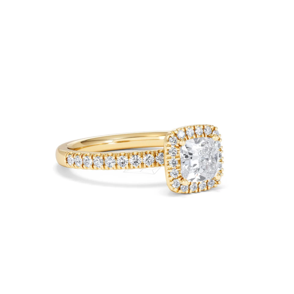 Beatrice GIA Diamond Halo Engagement Ring in 18K Gold 1.25ct G/SI2