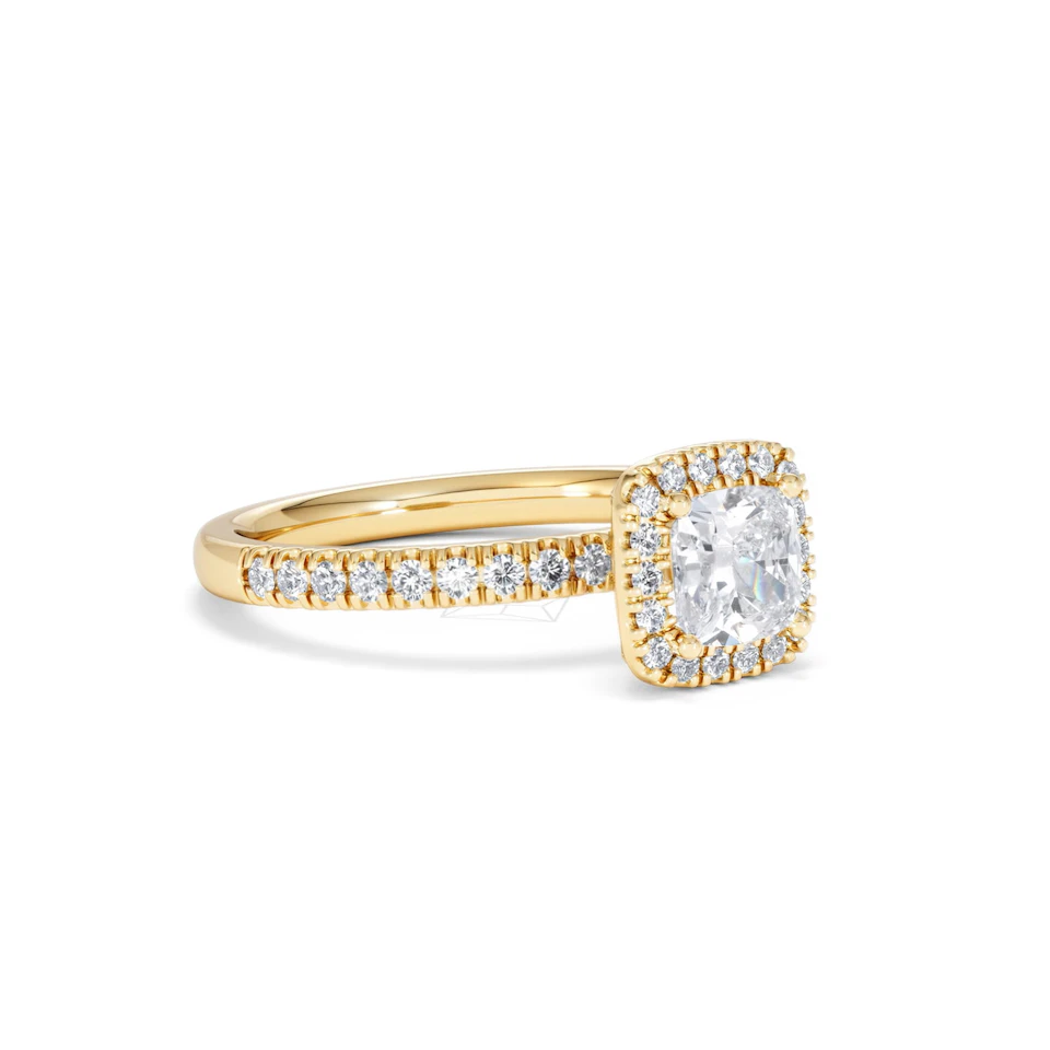Beatrice GIA Diamond Halo Engagement Ring in 18K Gold 1.25ct G/SI2