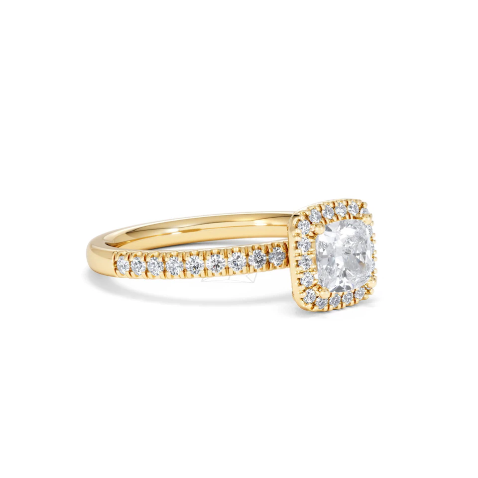 Beatrice GIA Diamond Halo Engagement Ring in 18K Gold 1.25ct G/SI2