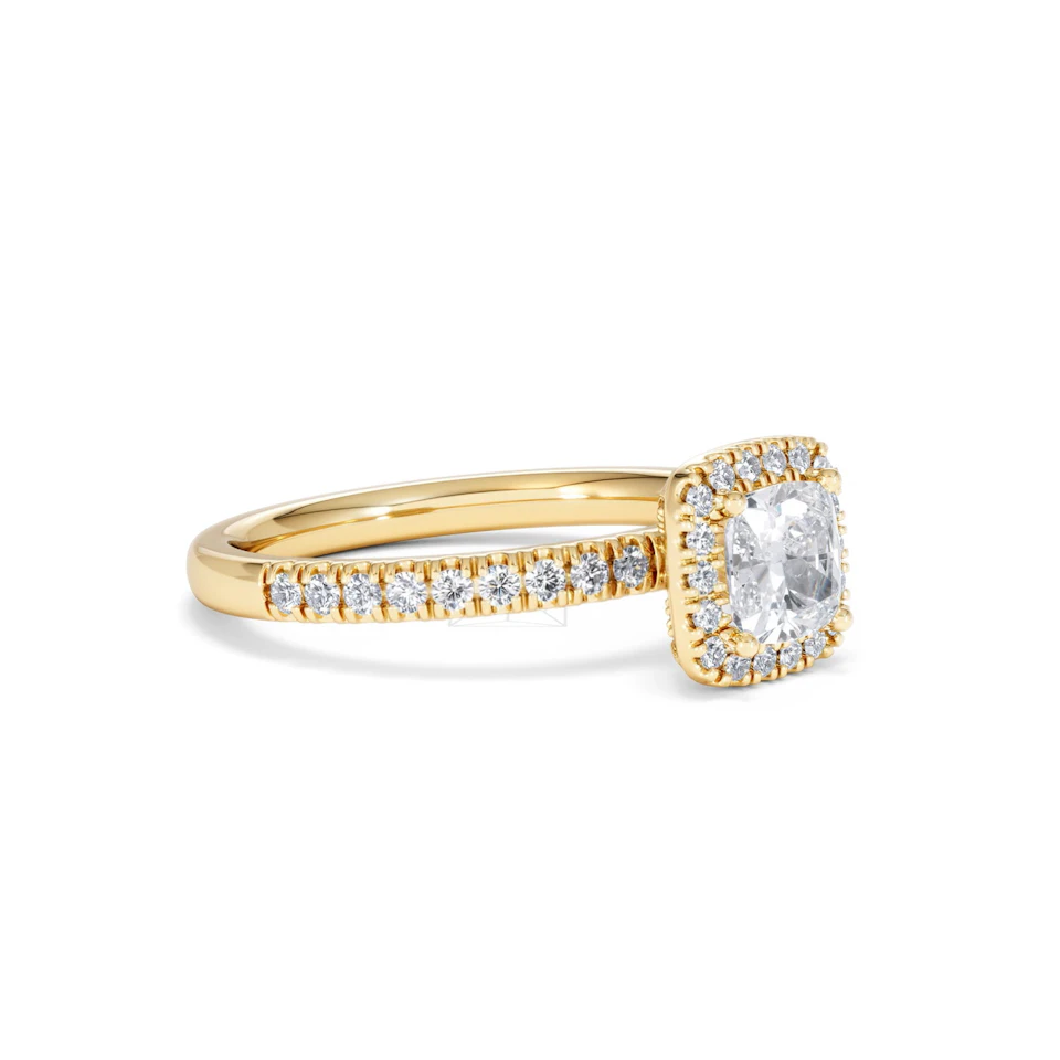 Beatrice GIA Diamond Halo Engagement Ring in 18K Gold 1.25ct G/SI2