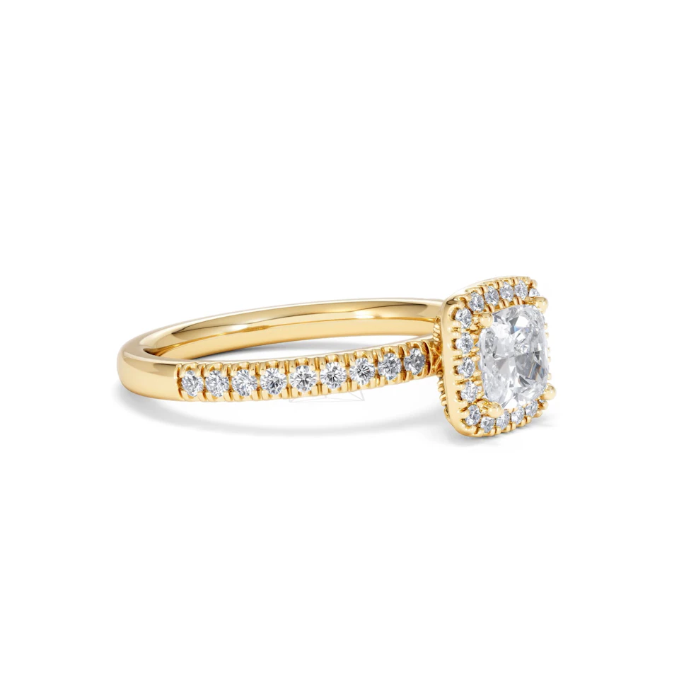 Beatrice GIA Diamond Halo Engagement Ring in 18K Gold 1.25ct G/SI2