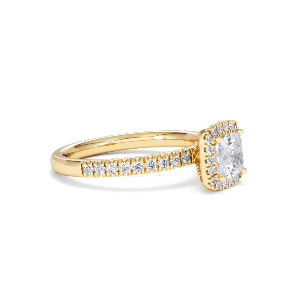 Beatrice GIA Diamond Halo Engagement Ring in 18K Gold 1.25ct G/SI2