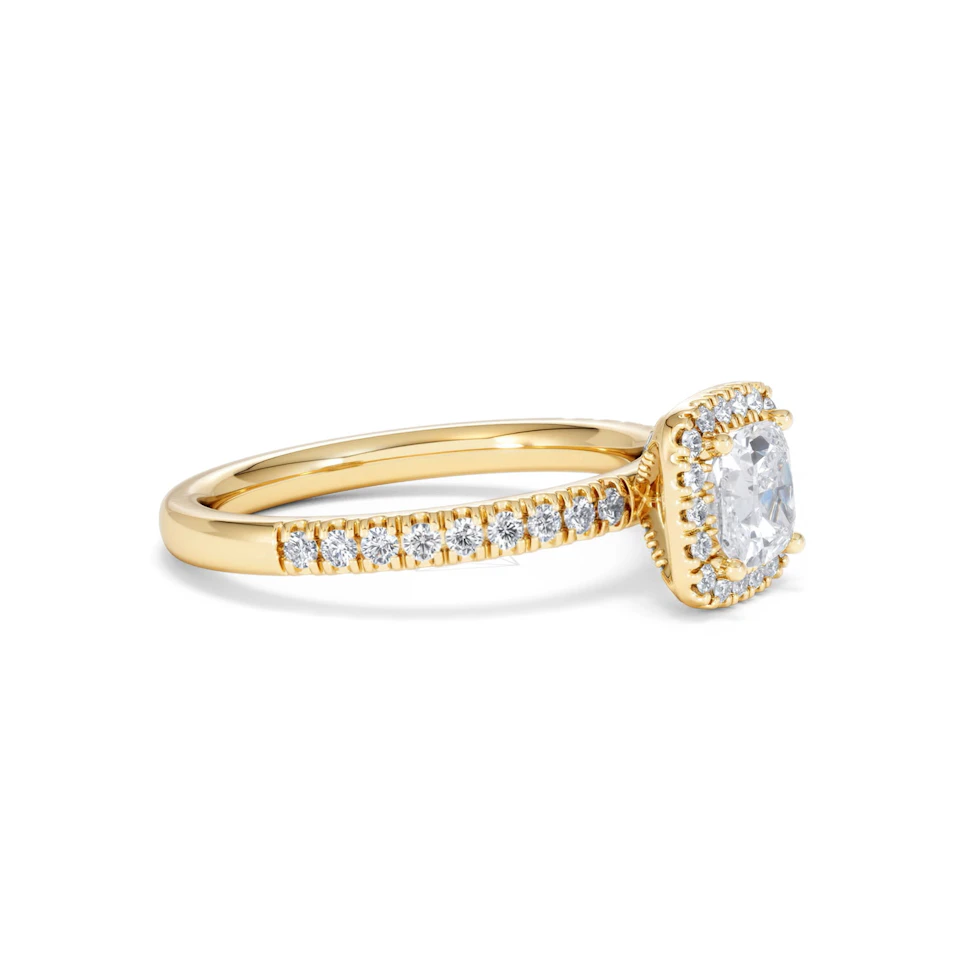 Beatrice GIA Diamond Halo Engagement Ring in 18K Gold 1.25ct G/SI2
