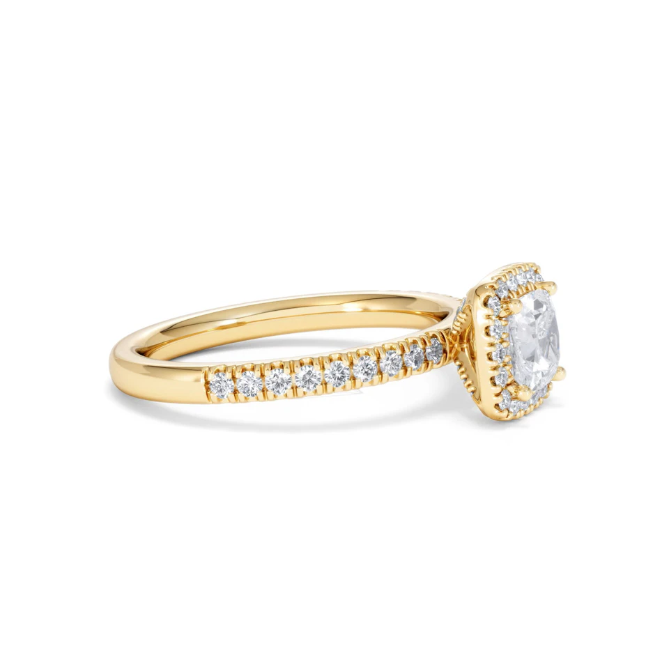 Beatrice GIA Diamond Halo Engagement Ring in 18K Gold 1.25ct G/SI2