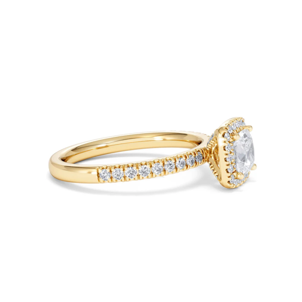 Beatrice GIA Diamond Halo Engagement Ring in 18K Gold 1.25ct G/SI2