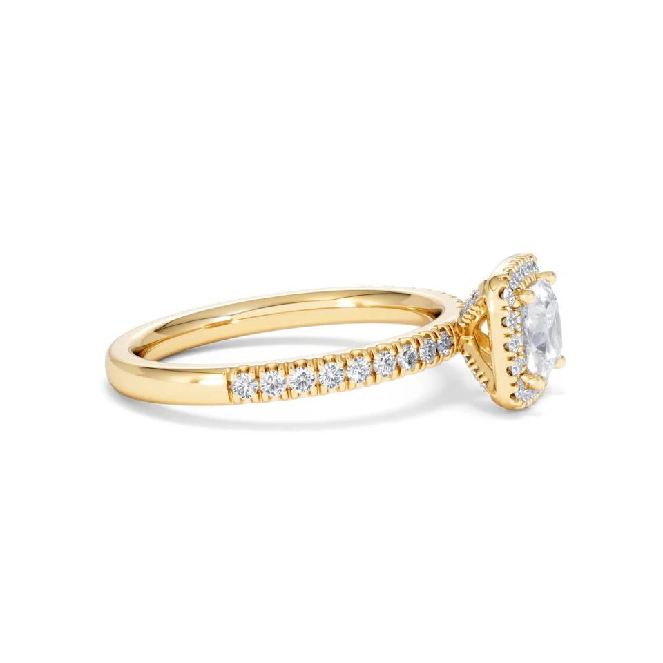 Beatrice GIA Diamond Halo Engagement Ring in 18K Gold 1.25ct G/SI2