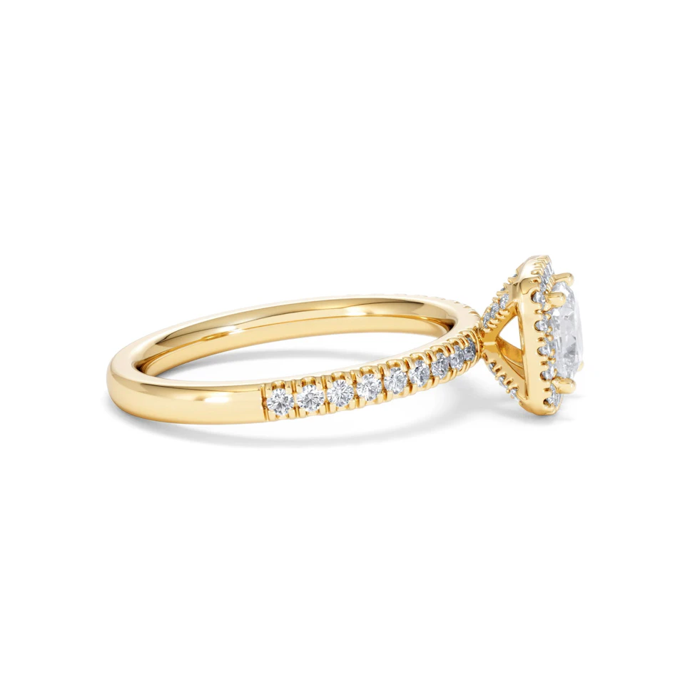 Beatrice GIA Diamond Halo Engagement Ring in 18K Gold 1.25ct G/SI2