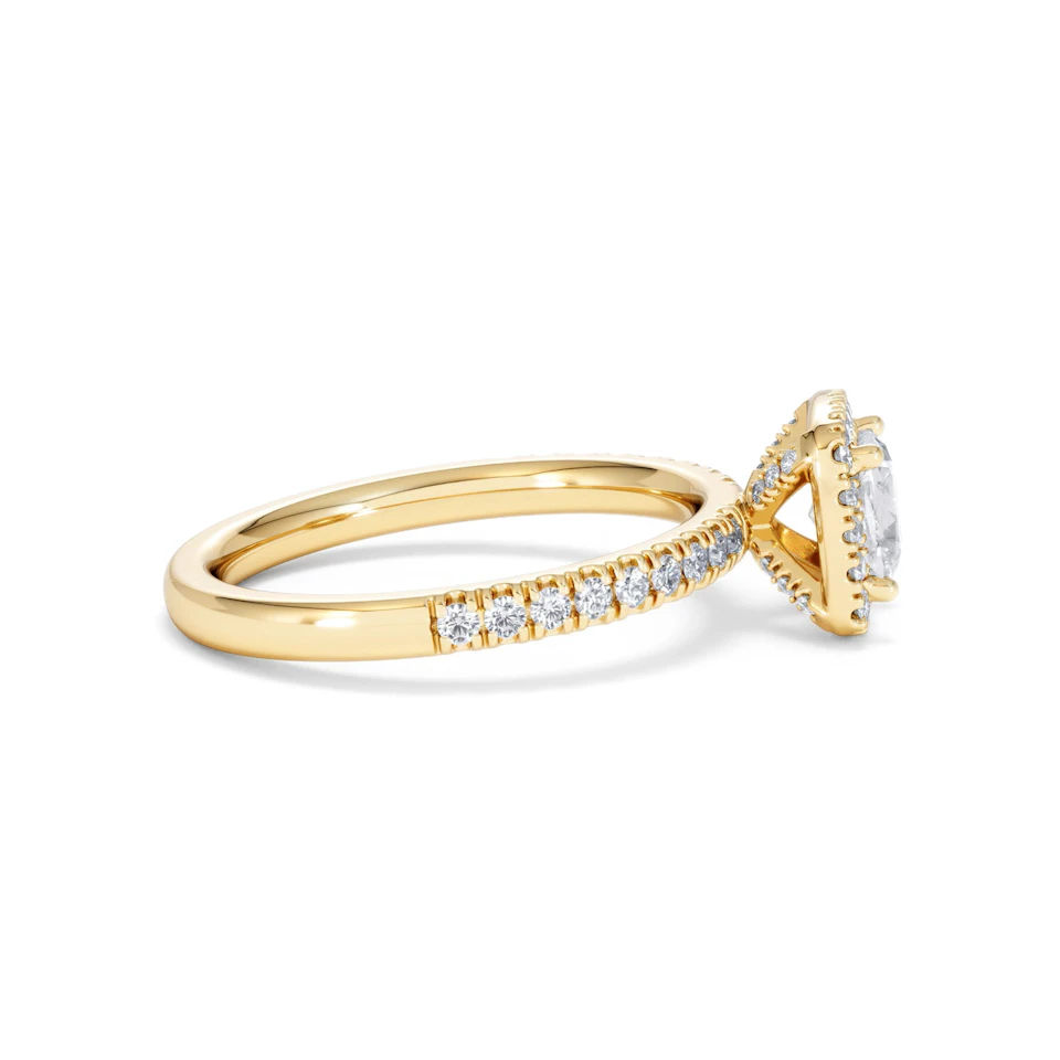 Beatrice GIA Diamond Halo Engagement Ring in 18K Gold 1.25ct G/SI2