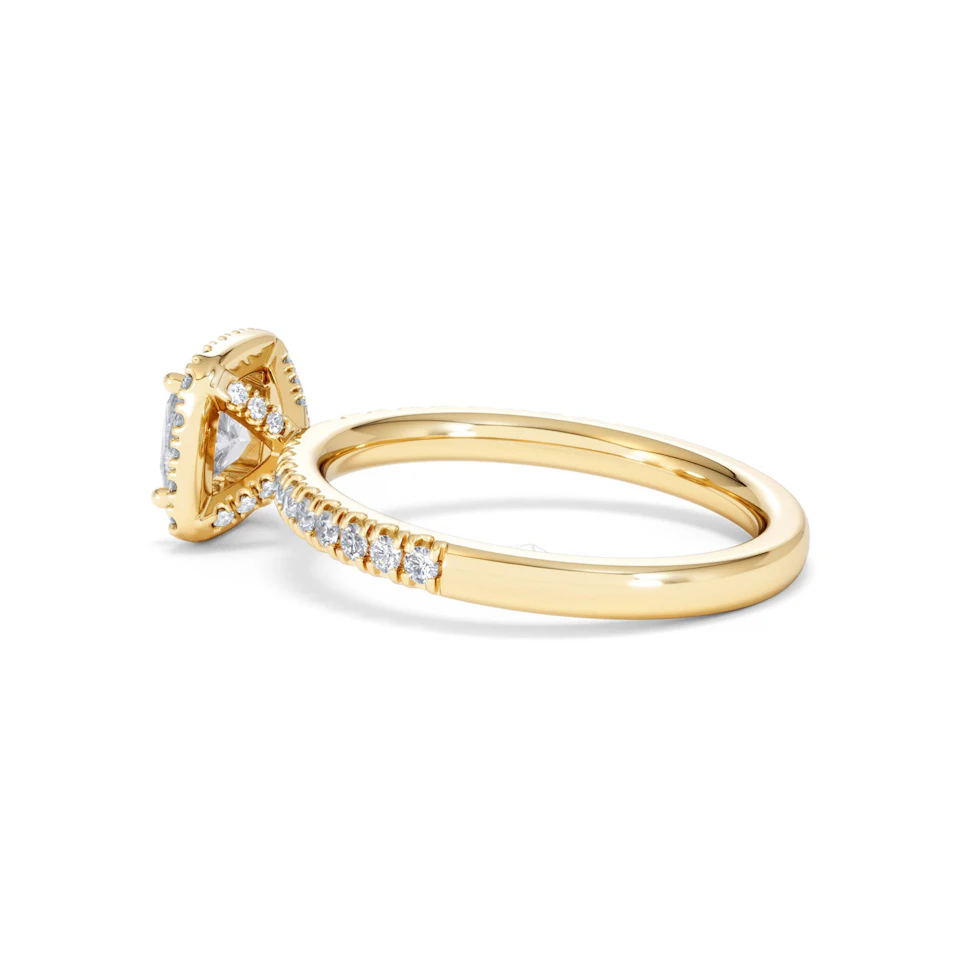 Beatrice GIA Diamond Halo Engagement Ring in 18K Gold 1.25ct G/SI2