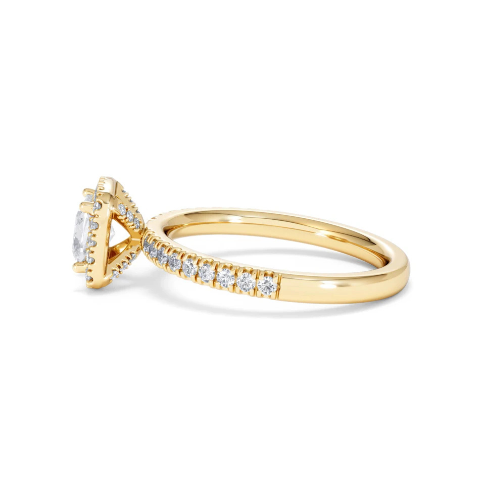 Beatrice GIA Diamond Halo Engagement Ring in 18K Gold 1.25ct G/SI2