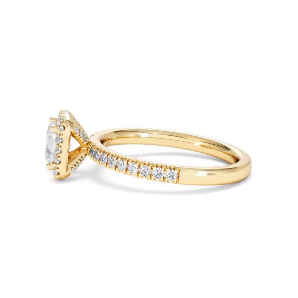 Beatrice GIA Diamond Halo Engagement Ring in 18K Gold 1.25ct G/SI2