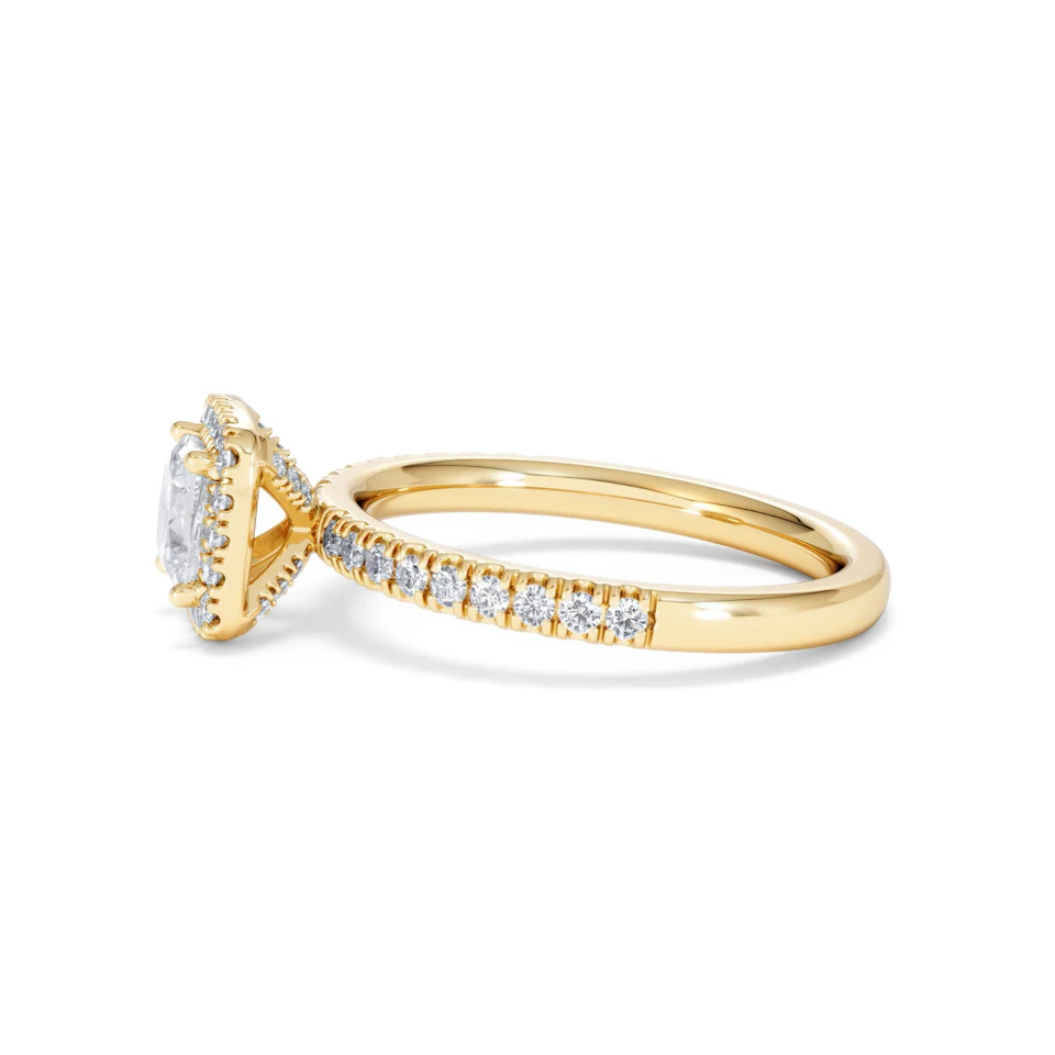 Beatrice GIA Diamond Halo Engagement Ring in 18K Gold 1.25ct G/SI2