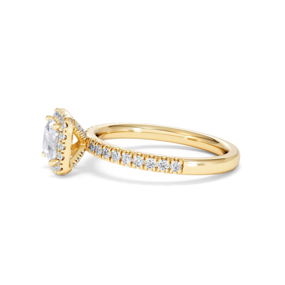 Beatrice GIA Diamond Halo Engagement Ring in 18K Gold 1.25ct G/SI2