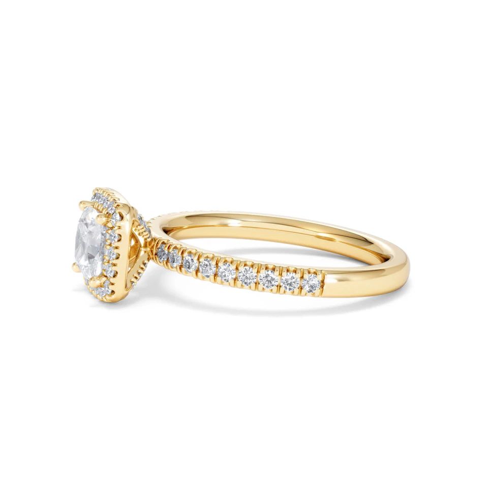 Beatrice GIA Diamond Halo Engagement Ring in 18K Gold 1.25ct G/SI2