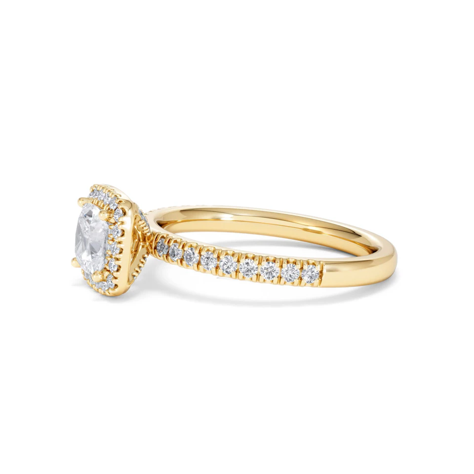 Beatrice GIA Diamond Halo Engagement Ring in 18K Gold 1.25ct G/SI2