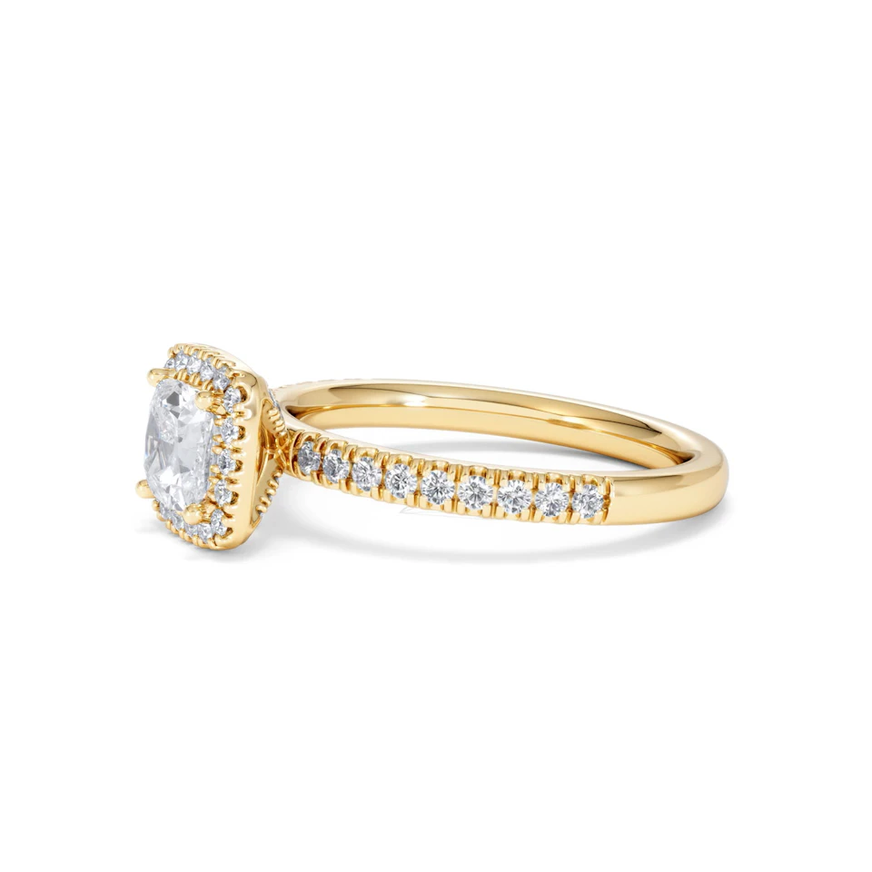 Beatrice GIA Diamond Halo Engagement Ring in 18K Gold 1.25ct G/SI2
