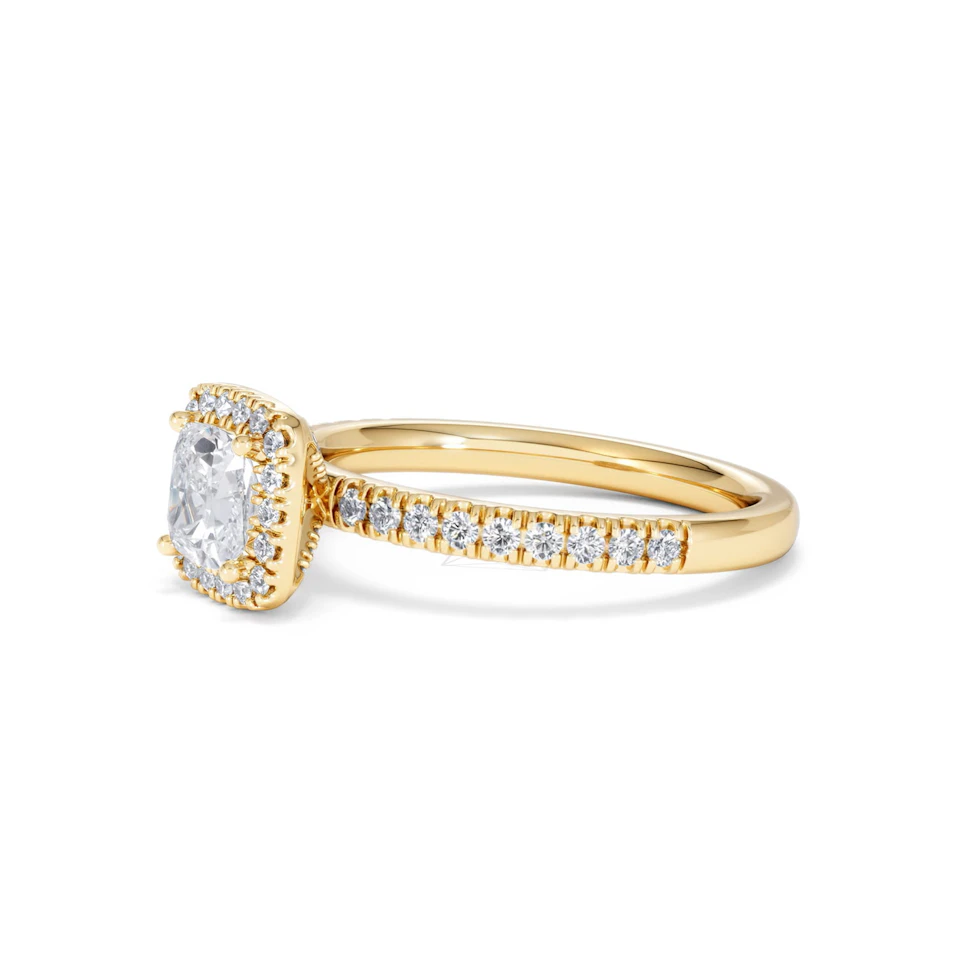 Beatrice GIA Diamond Halo Engagement Ring in 18K Gold 1.25ct G/SI2
