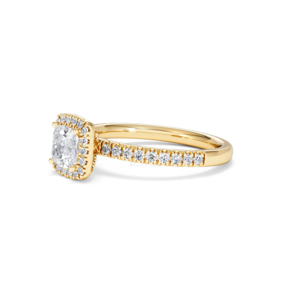 Beatrice GIA Diamond Halo Engagement Ring in 18K Gold 1.25ct G/SI2