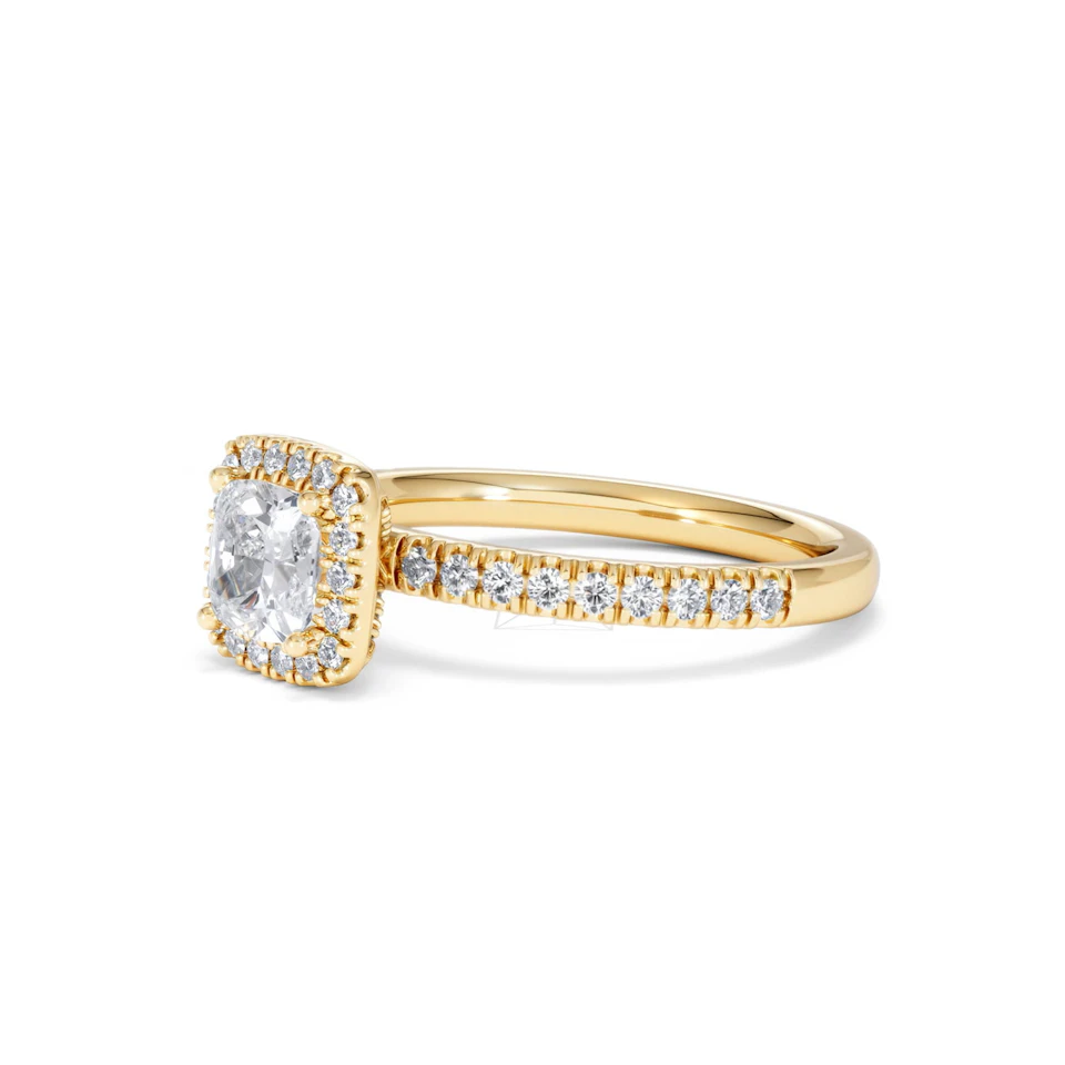 Beatrice GIA Diamond Halo Engagement Ring in 18K Gold 1.25ct G/SI2