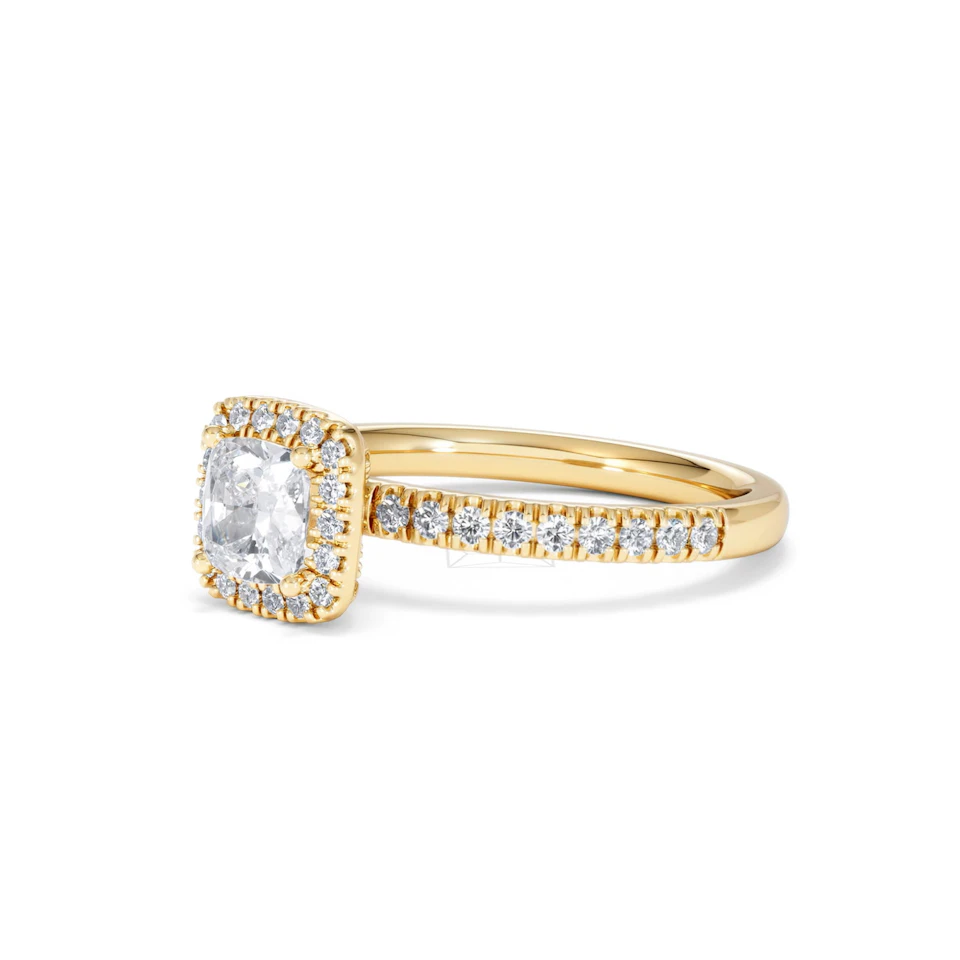 Beatrice GIA Diamond Halo Engagement Ring in 18K Gold 1.25ct G/SI2