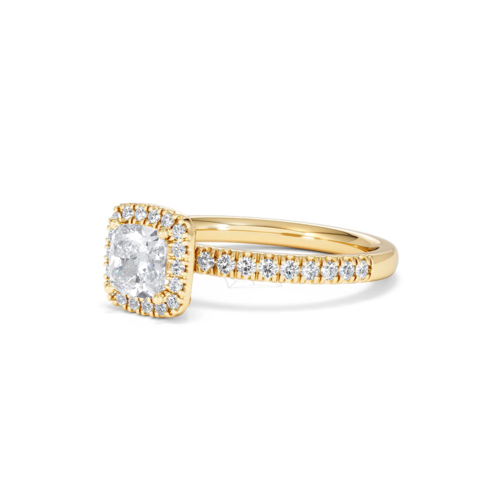 Beatrice GIA Diamond Halo Engagement Ring in 18K Gold 1.25ct G/SI2