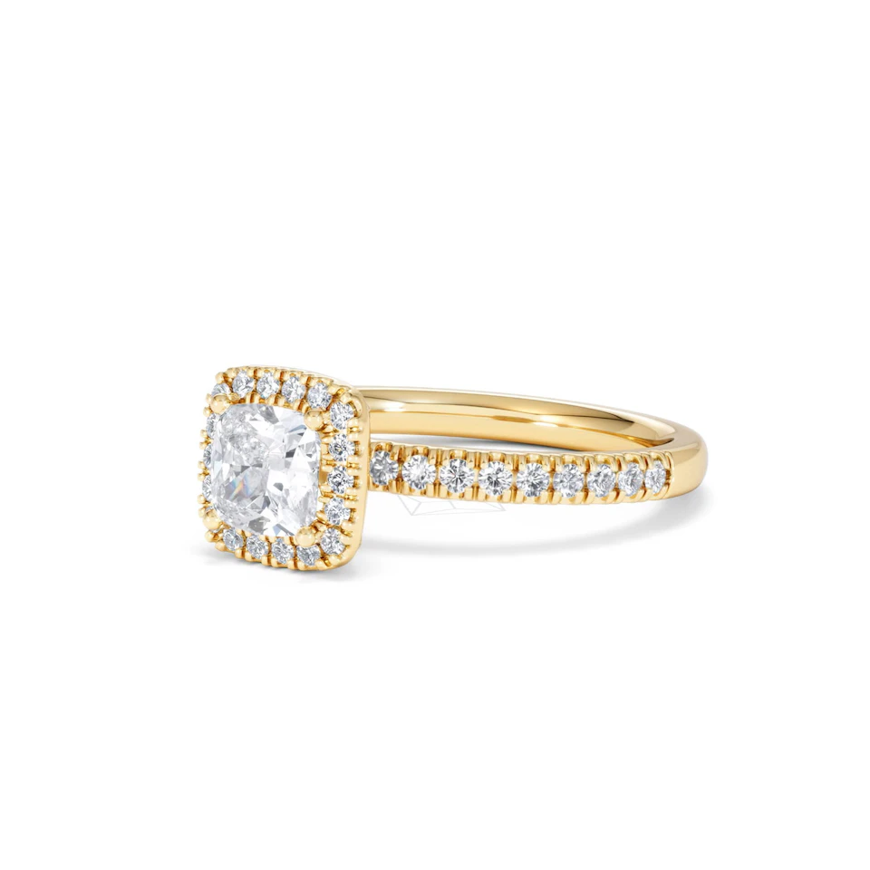Beatrice GIA Diamond Halo Engagement Ring in 18K Gold 1.25ct G/SI2