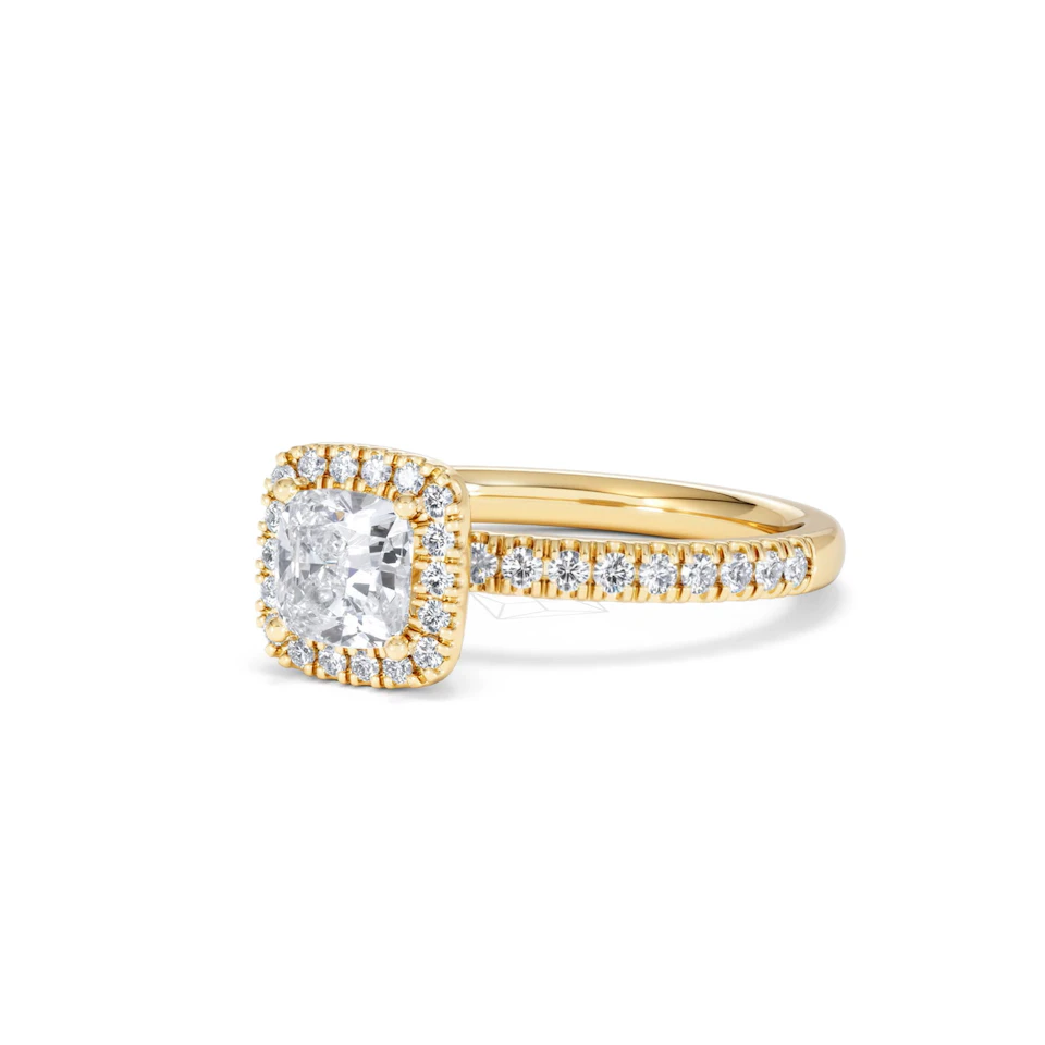 Beatrice GIA Diamond Halo Engagement Ring in 18K Gold 1.25ct G/SI2